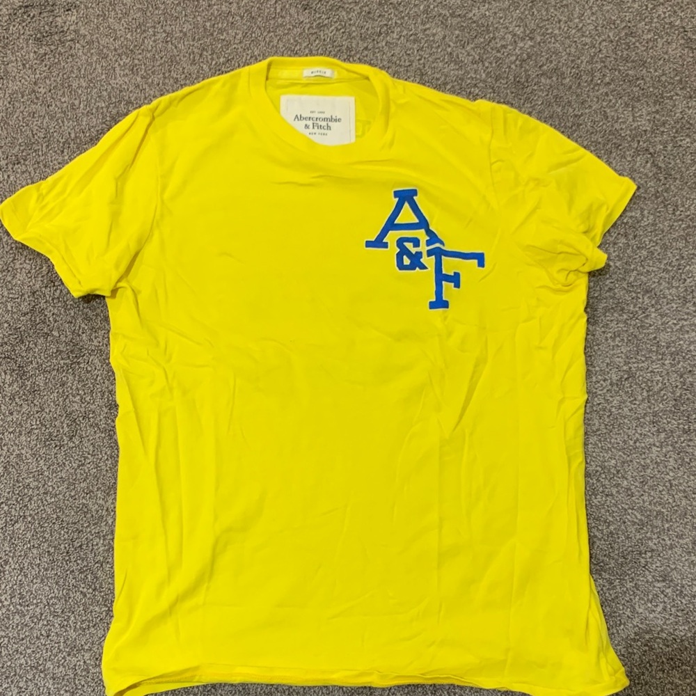 Abercrombie & Fitch Bright Yellow Tee with Blue A&F